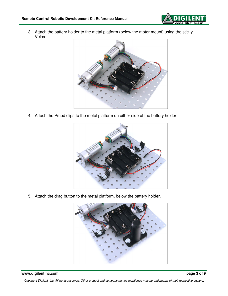 Digilent Robotic Development Kit - Remote User Manual | Page 3 / 9