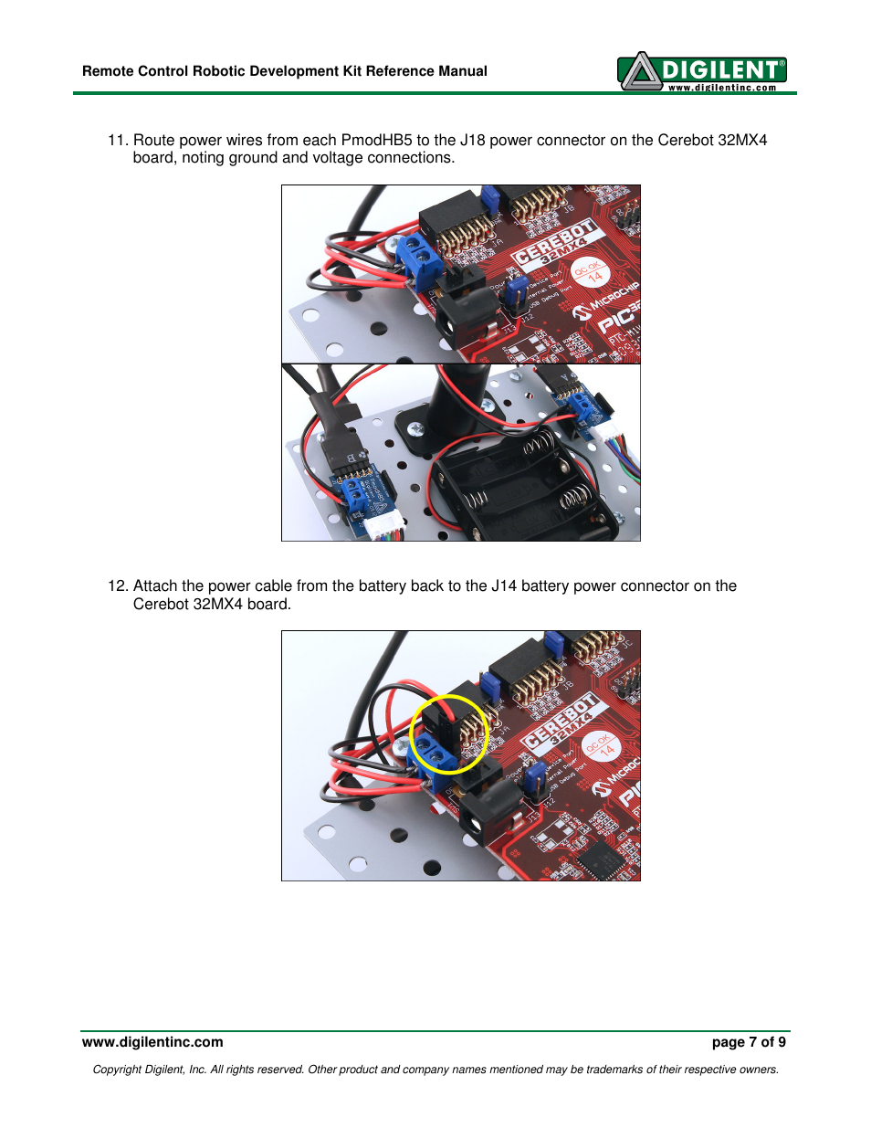Digilent Robotic Development Kit - Remote User Manual | Page 7 / 9