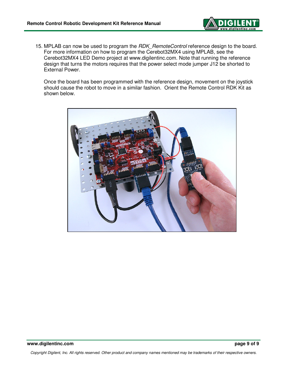 Digilent Robotic Development Kit - Remote User Manual | Page 9 / 9