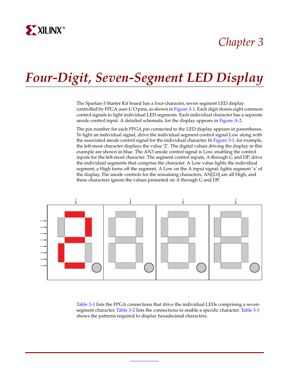 Four-digit, seven-segment led display, Chapter 3: four-digit, seven-segment led display, Chapter 3, “four-digit, seven-segment led display | Chapter 3 | Digilent 410-044-10P-KIT User Manual | Page 15 / 64