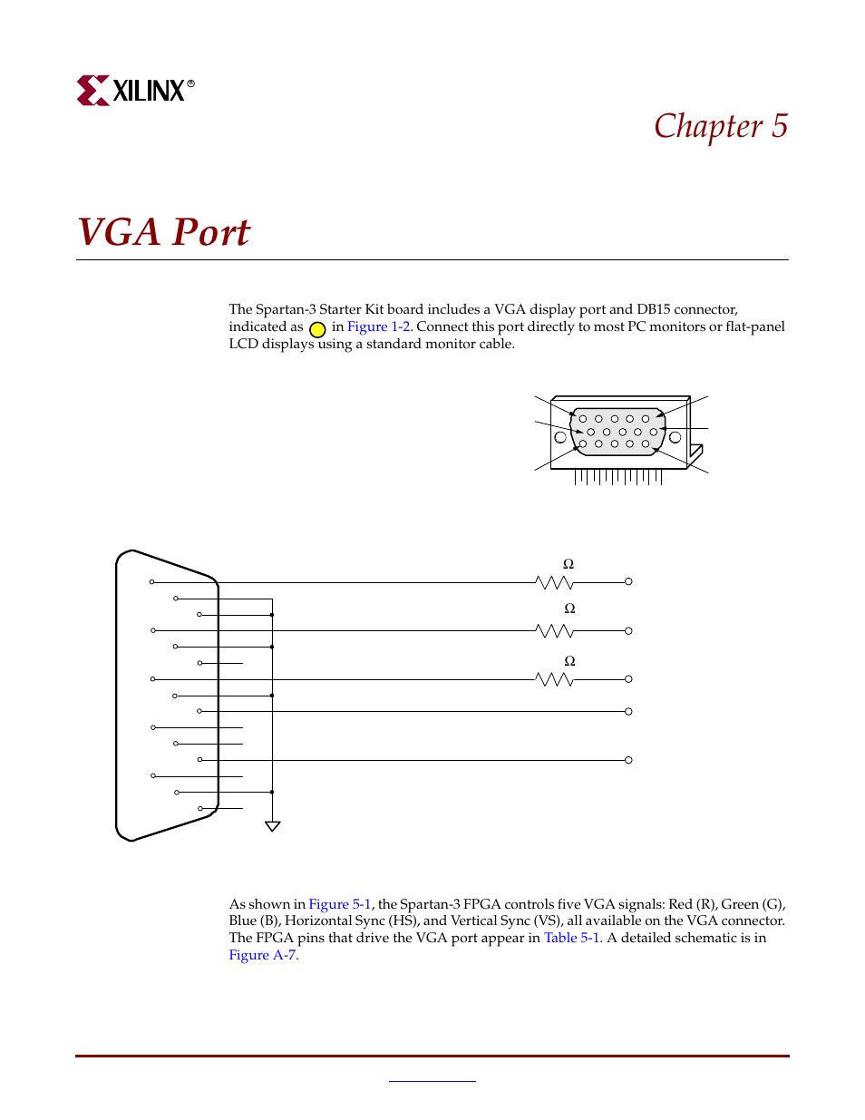 Vga port, Chapter 5: vga port, Chapter 5, “vga port | Chapter 5 | Digilent 410-044-10P-KIT User Manual | Page 21 / 64
