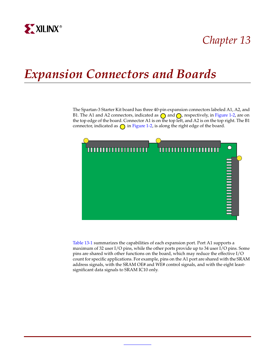Expansion connectors and boards, Expansion connectors, Chapter 13: expansion connectors and boards | Chapter 13, “expansion connectors and boards, Chapter 13 | Digilent 410-044-10P-KIT User Manual | Page 47 / 64