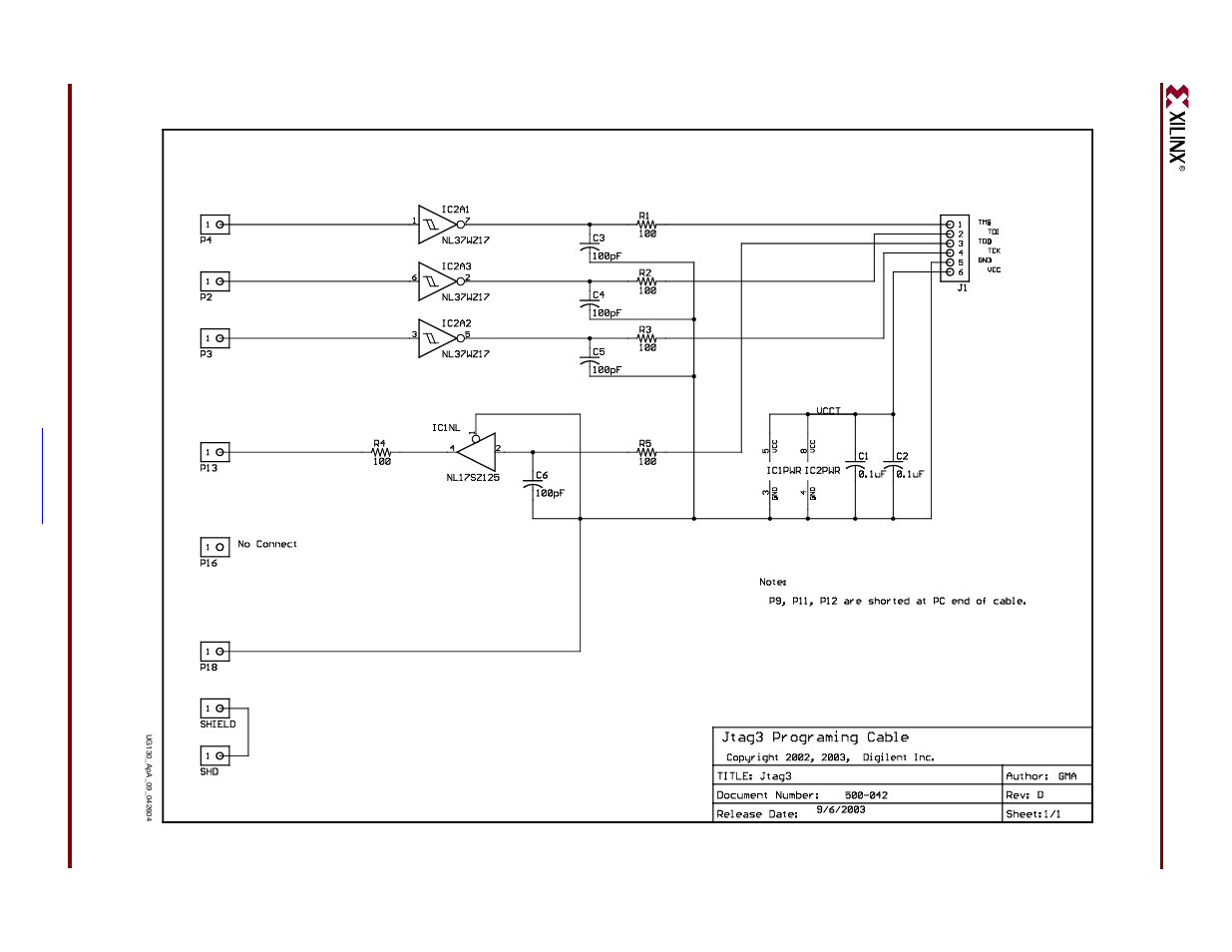 Figure a-9, Digilent jtag3 low-cost jtag download/debug cable | Digilent 410-044-10P-KIT User Manual | Page 62 / 64