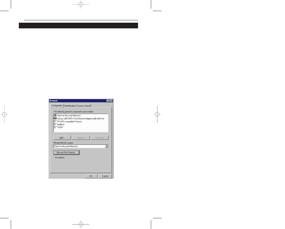 Network component configuration | Linksys 0/100 LA N C a r d User Manual | Page 14 / 74