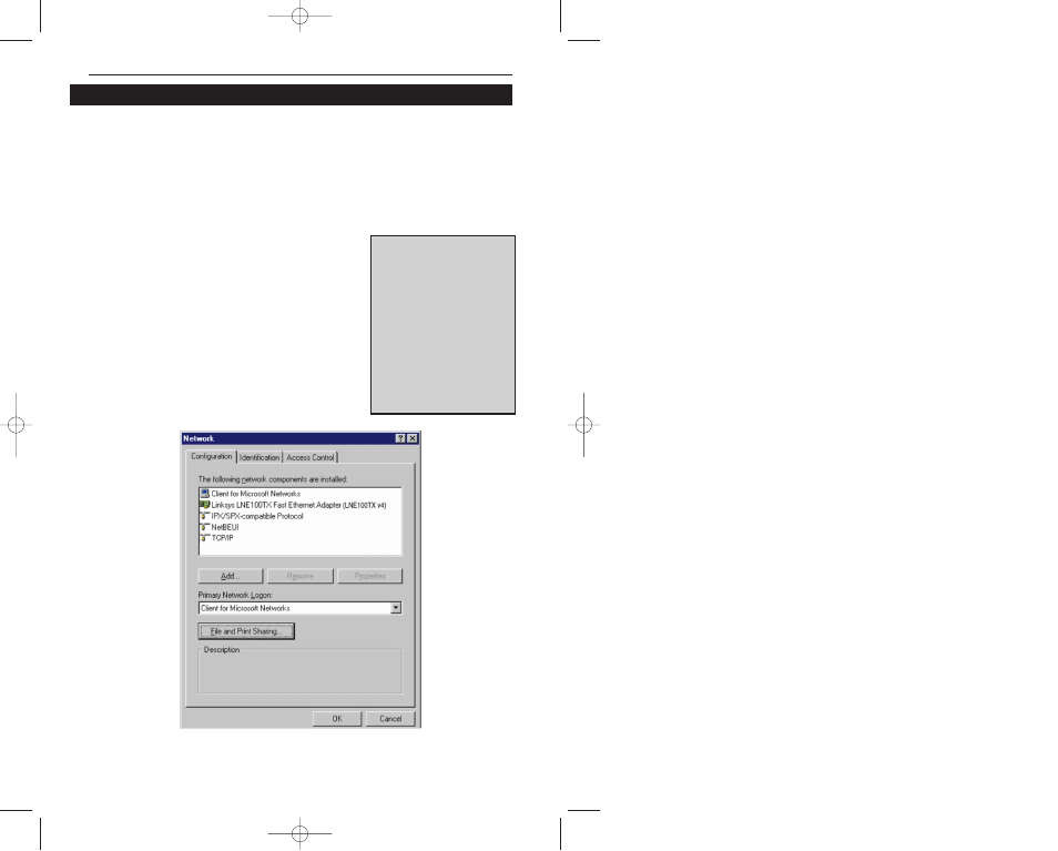 Network component configuration | Linksys 0/100 LA N C a r d User Manual | Page 22 / 74