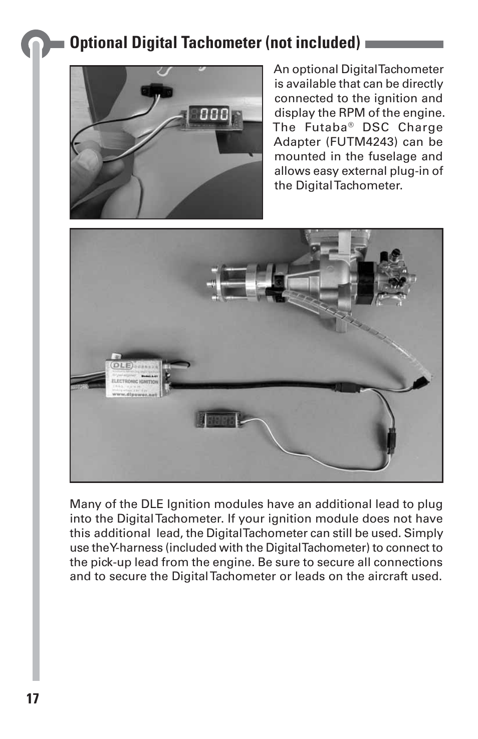 Optional digital tachometer (not included) | DLE 20 User Manual | Page 17 / 24