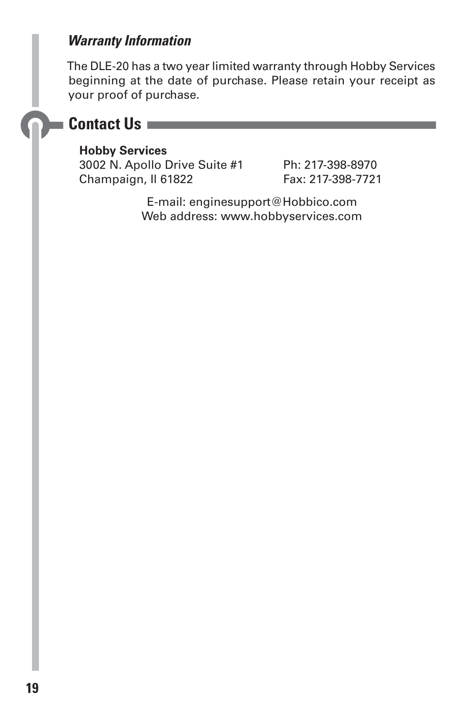 Contact us | DLE 20 User Manual | Page 19 / 24