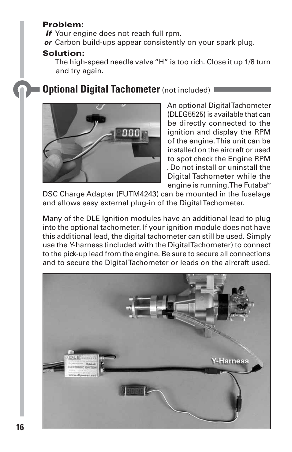 Optional digital tachometer | DLE 20RA User Manual | Page 16 / 24