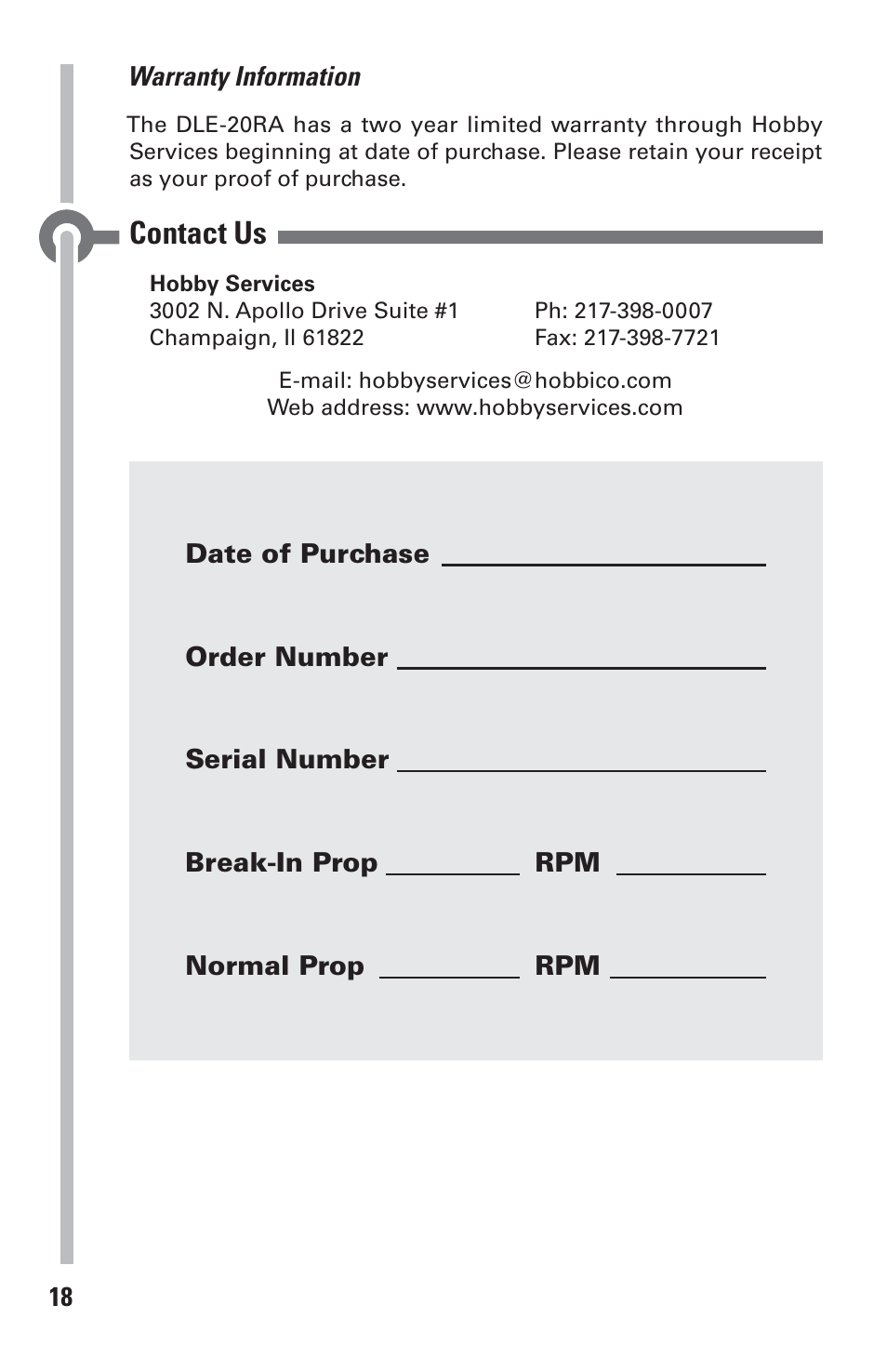 Contact us | DLE 20RA User Manual | Page 18 / 24