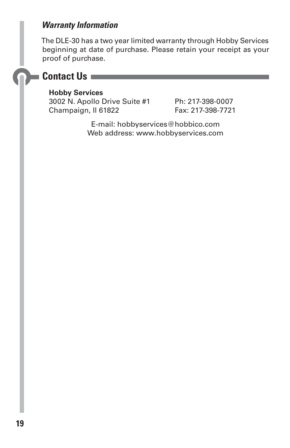 Contact us | DLE 30 User Manual | Page 19 / 24