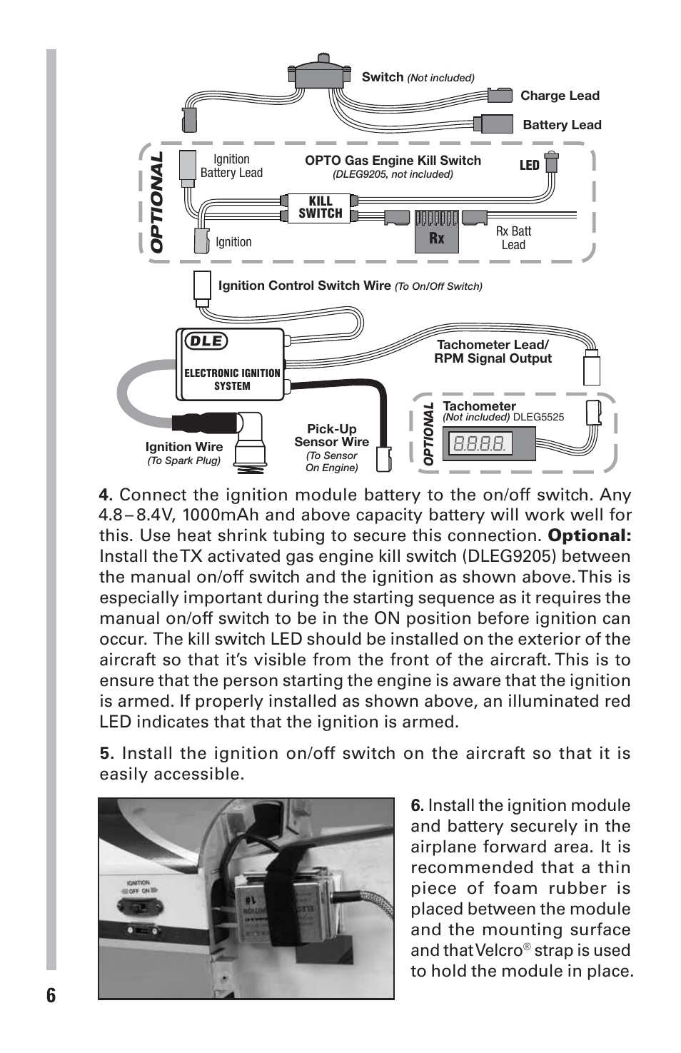 Strap is used to hold the module in place | DLE 35RA User Manual | Page 6 / 24
