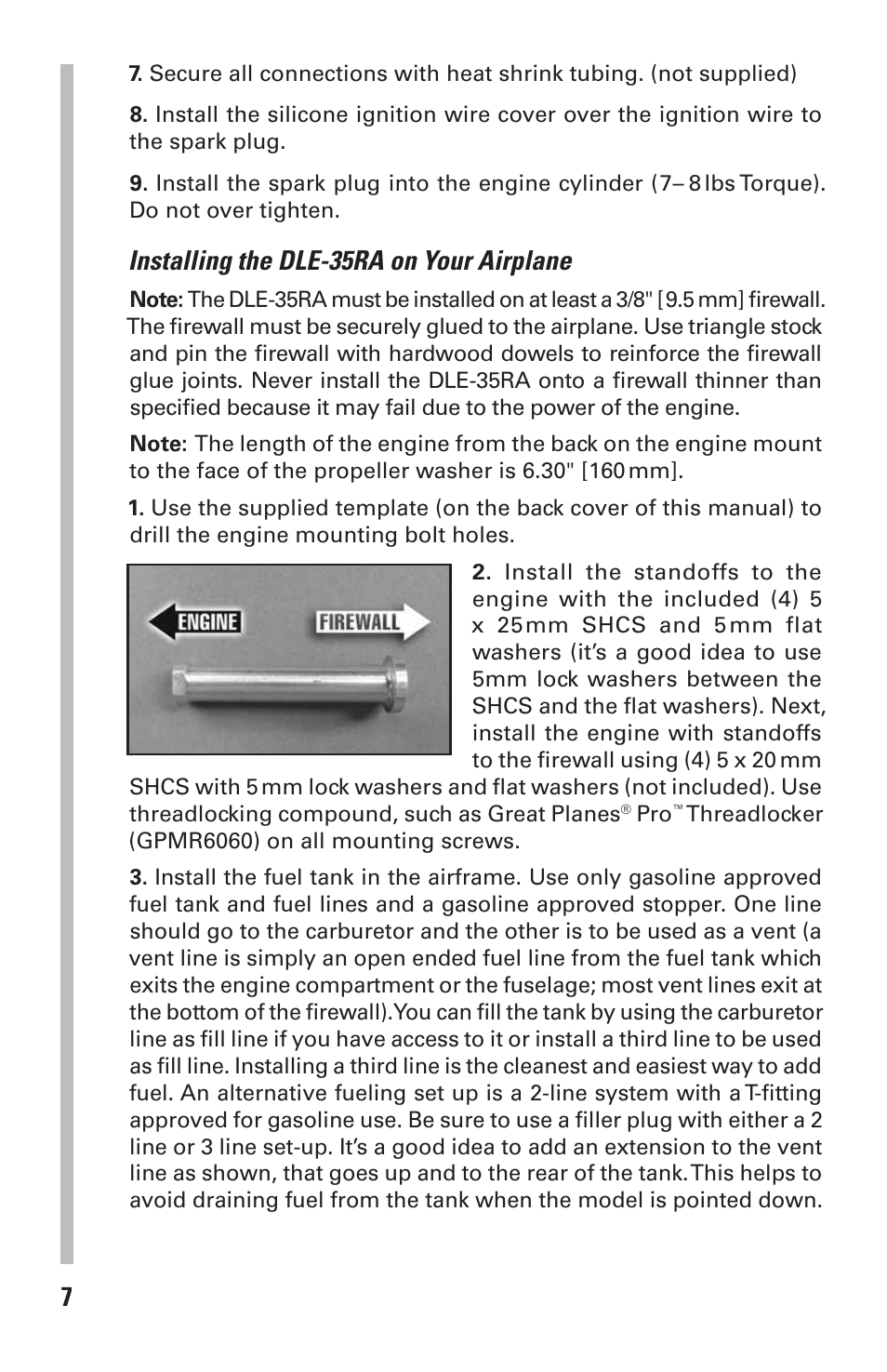 Installing the dle-35ra on your airplane | DLE 35RA User Manual | Page 7 / 24