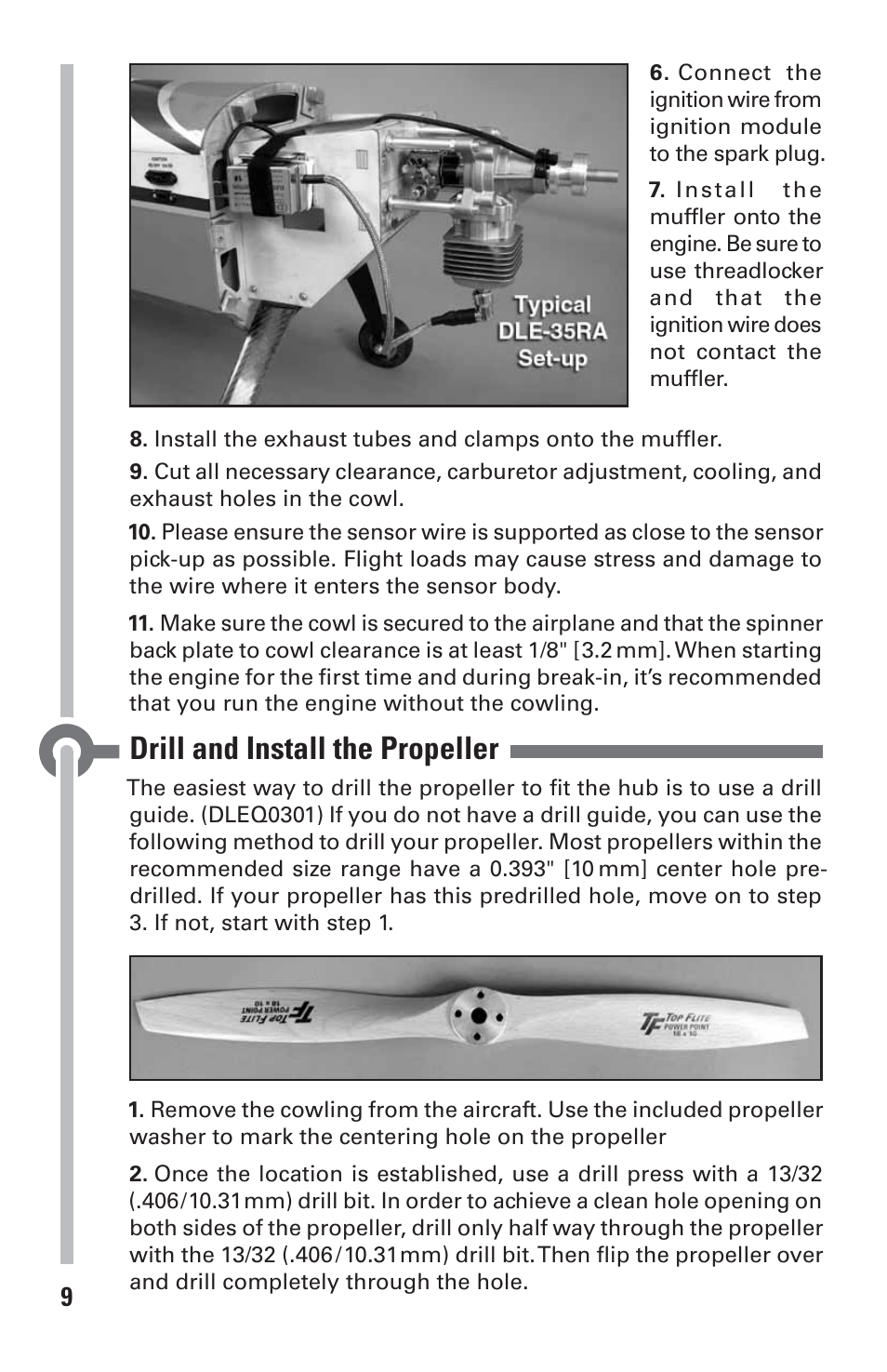 Drill and install the propeller | DLE 35RA User Manual | Page 9 / 24