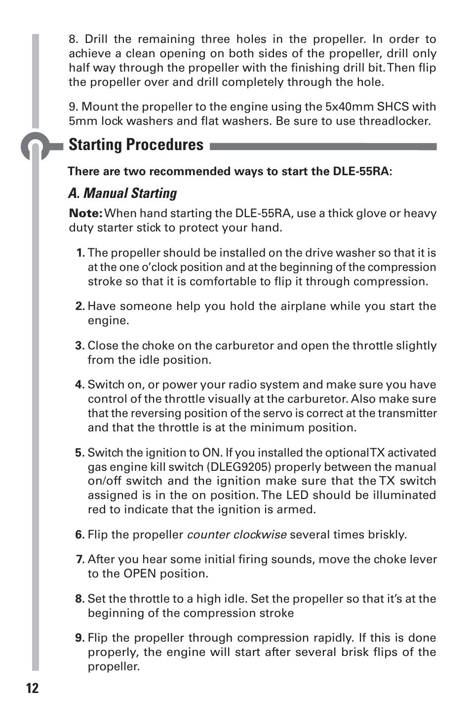 Starting procedures | DLE 55RA User Manual | Page 12 / 24