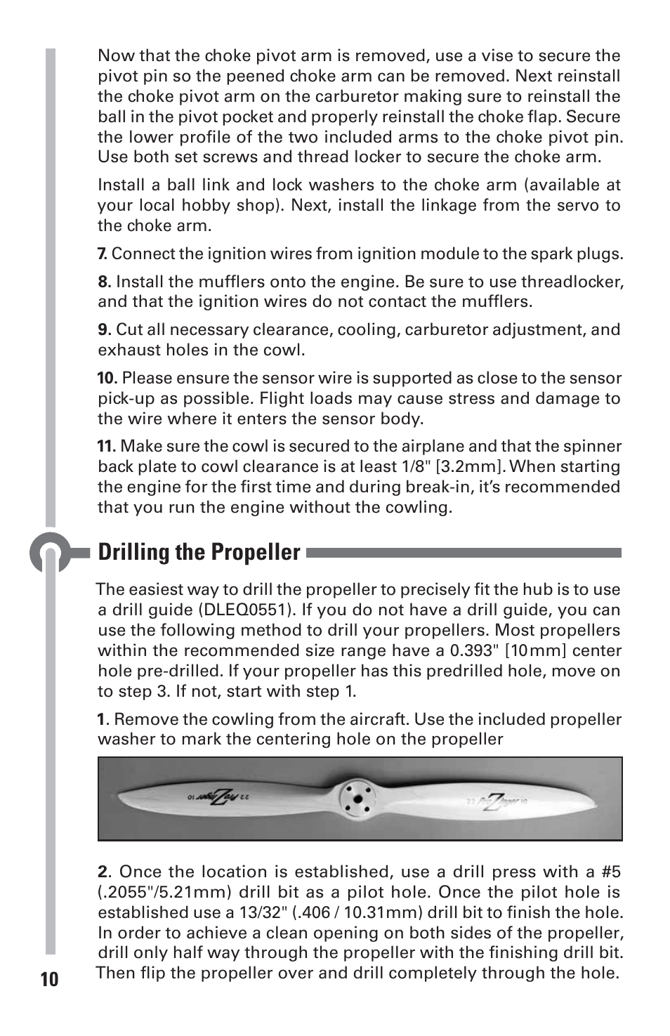 Drilling the propeller | DLE 60 User Manual | Page 10 / 24