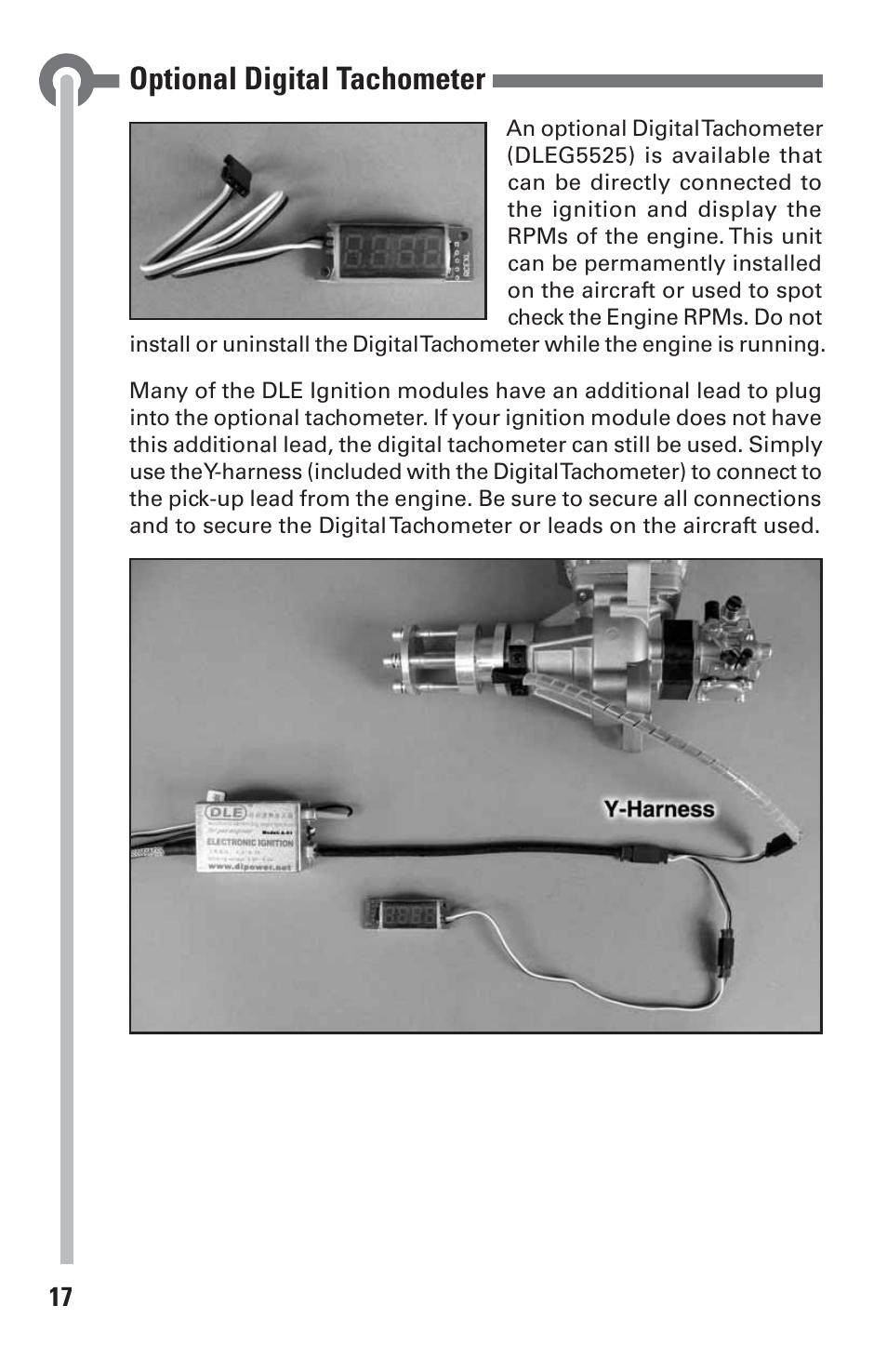Optional digital tachometer | DLE 60 User Manual | Page 17 / 24
