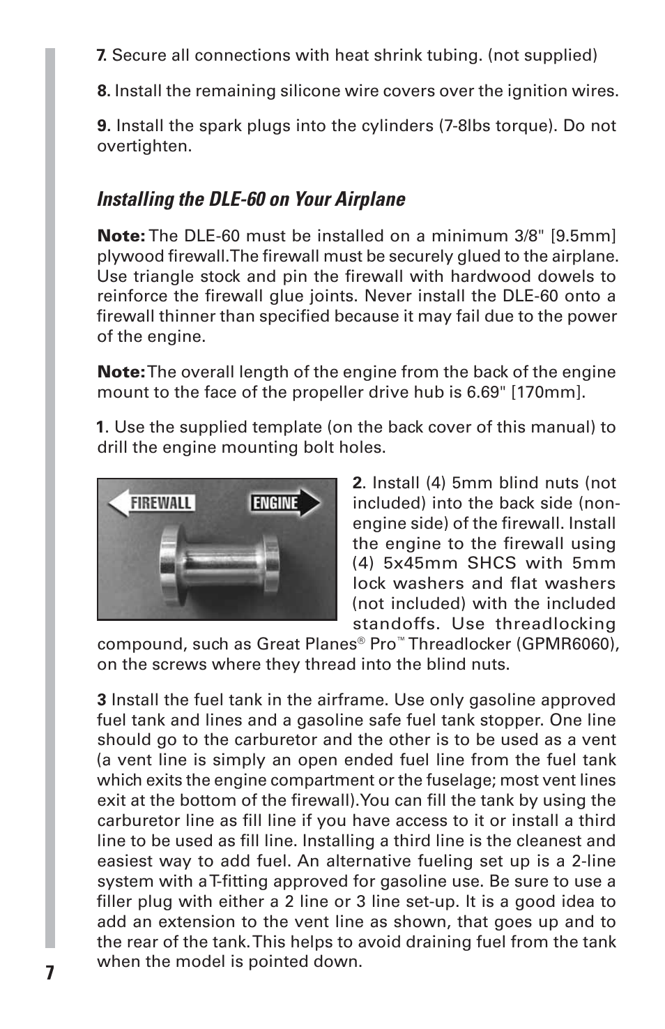 Installing the dle-60 on your airplane | DLE 60 User Manual | Page 7 / 24