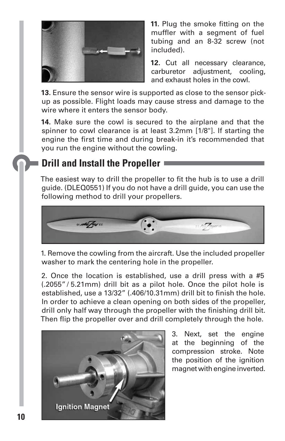 Drill and install the propeller | DLE 61 User Manual | Page 10 / 24