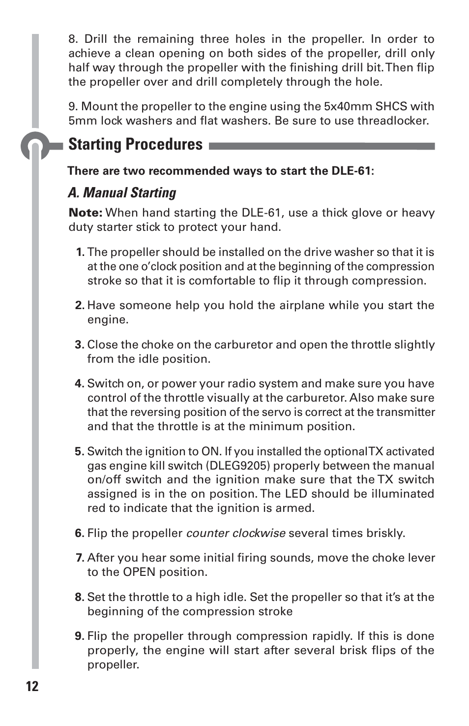 Starting procedures | DLE 61 User Manual | Page 12 / 24