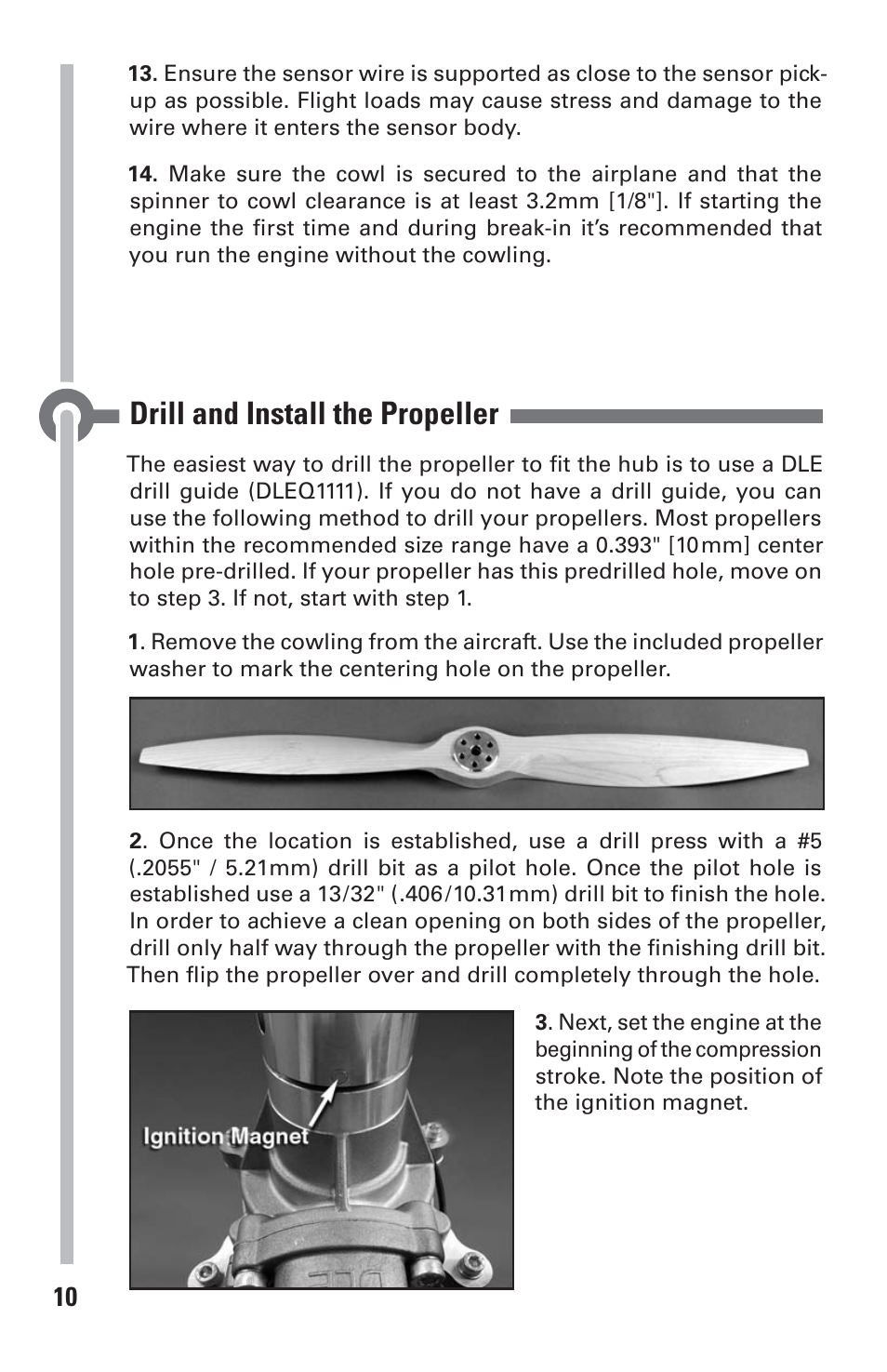Drill and install the propeller | DLE 85 User Manual | Page 10 / 24
