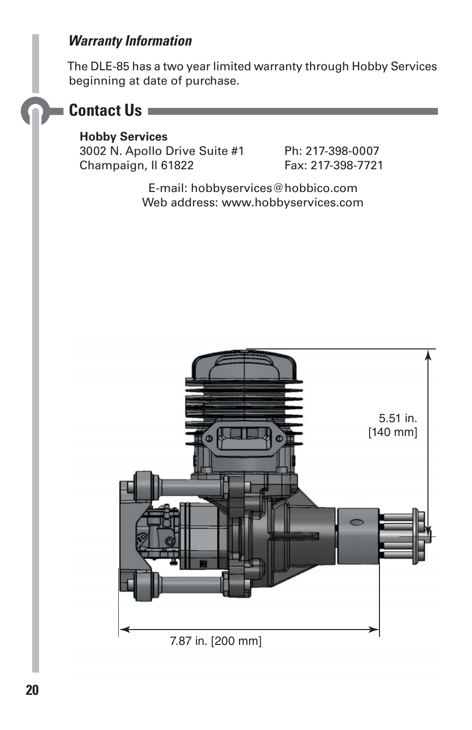 Contact us | DLE 85 User Manual | Page 20 / 24