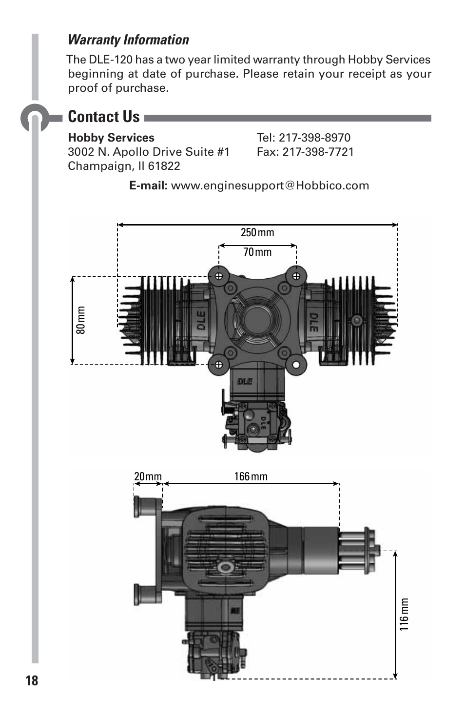 Contact us | DLE 120 User Manual | Page 18 / 24