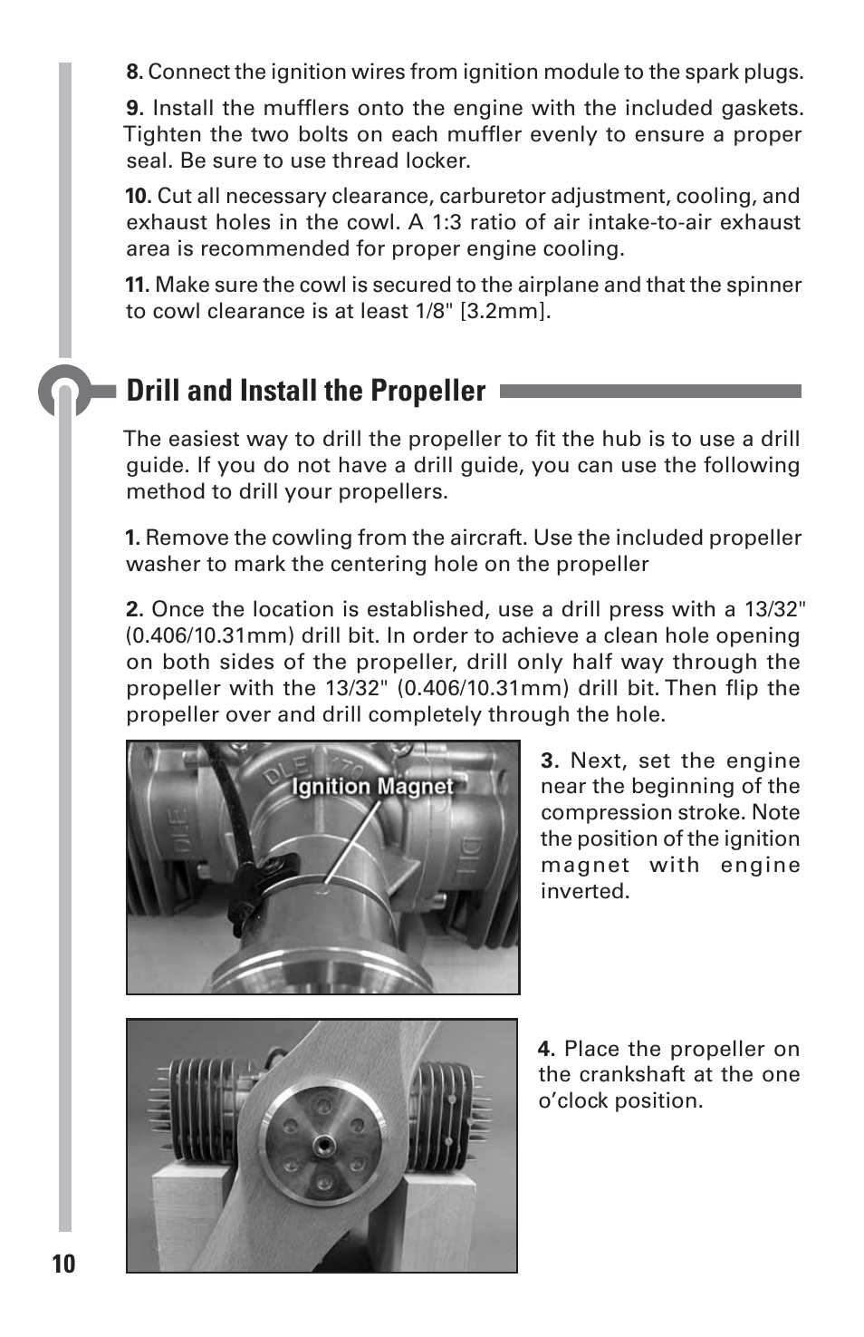 Drill and install the propeller | DLE 170 User Manual | Page 10 / 20
