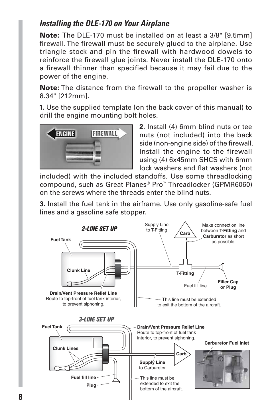 8installing the dle-170 on your airplane | DLE 170 User Manual | Page 8 / 20