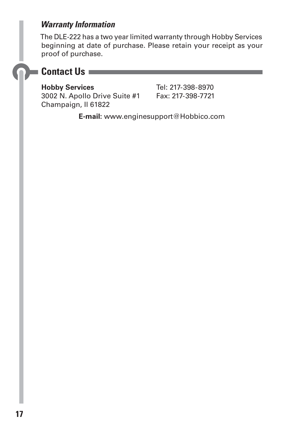 Contact us | DLE 222 User Manual | Page 17 / 20