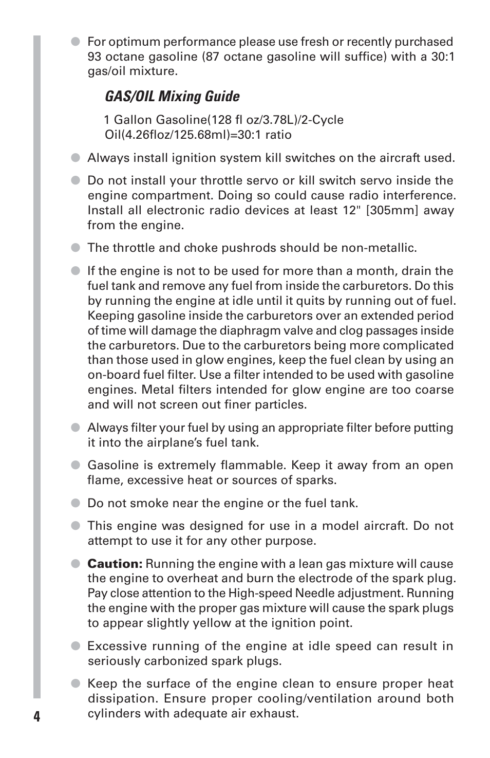 Gas/oil mixing guide | DLE 222 User Manual | Page 4 / 20