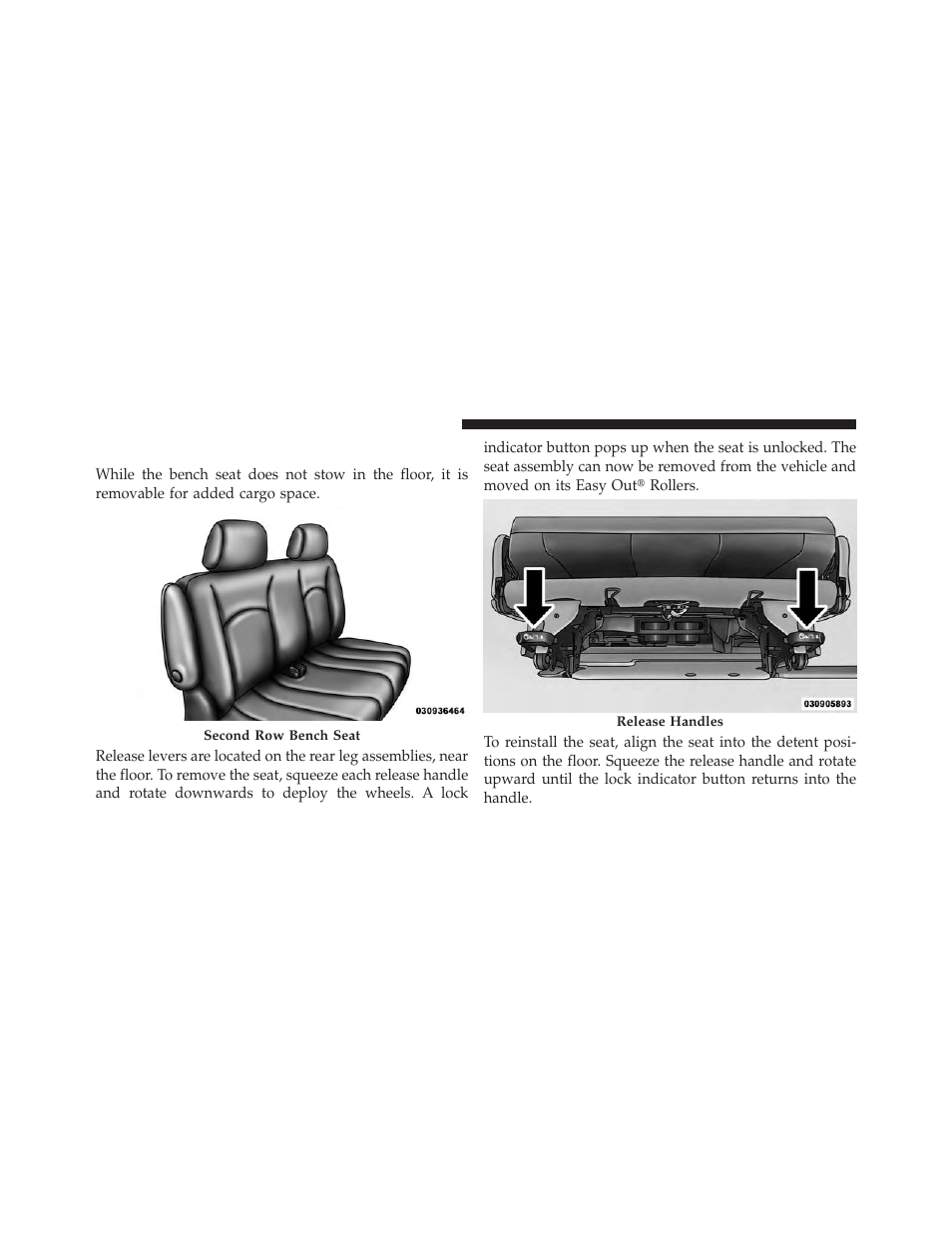 Second row bench seat — if equipped | Dodge 2013 Grand Caravan User Manual | Page 204 / 663