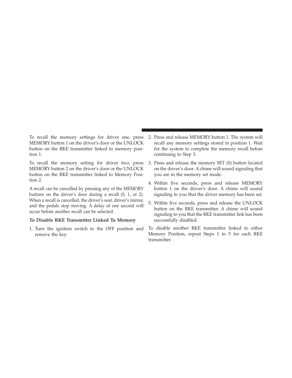 To disable rke transmitter linked to memory | Dodge 2013 Grand Caravan User Manual | Page 214 / 663