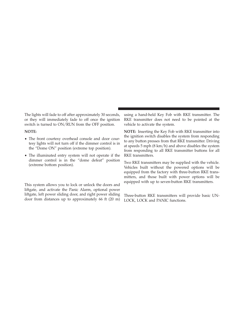 Remote keyless entry (rke) — if equipped, Using the rke transmitter, Remote keyless entry (rke) | If equipped | Dodge 2013 Grand Caravan User Manual | Page 22 / 663