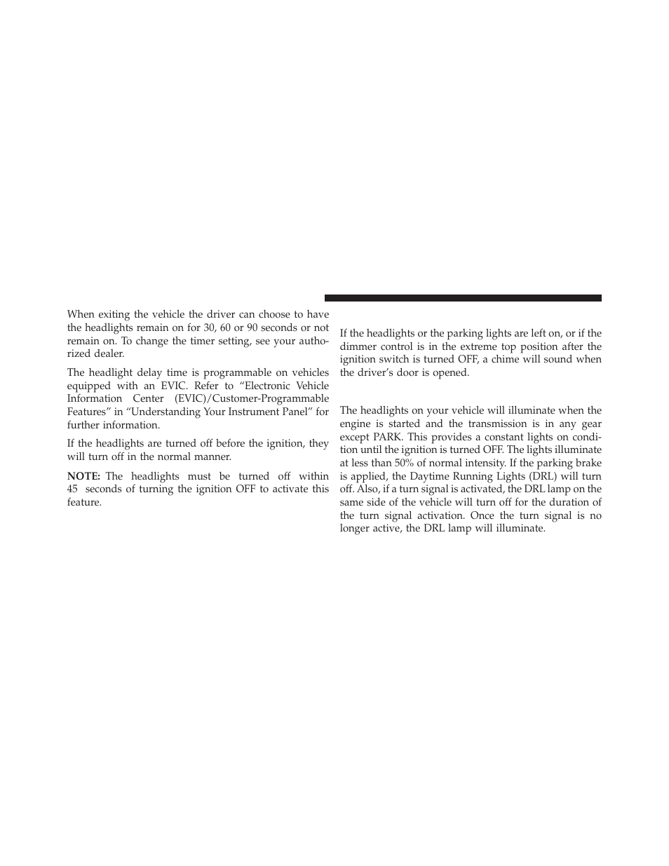 Lights-on reminder, Daytime running lights — if equipped | Dodge 2013 Grand Caravan User Manual | Page 220 / 663