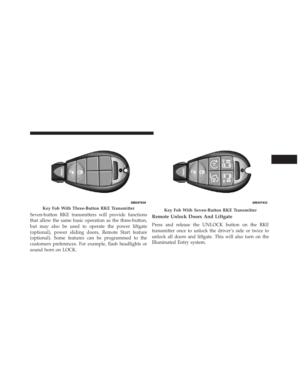 Remote unlock doors and liftgate | Dodge 2013 Grand Caravan User Manual | Page 23 / 663