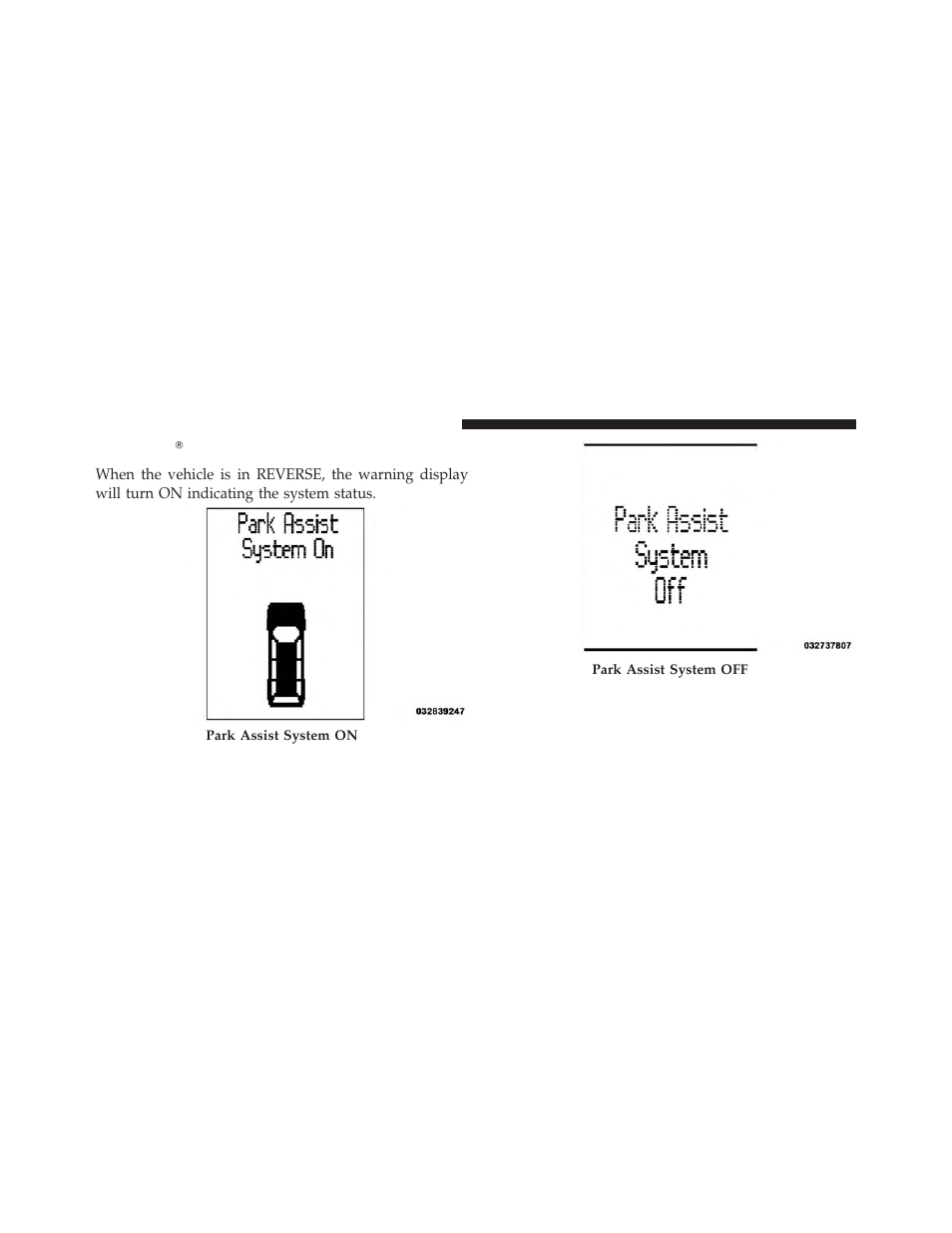 Parksense display, Parksense௡ display | Dodge 2013 Grand Caravan User Manual | Page 238 / 663