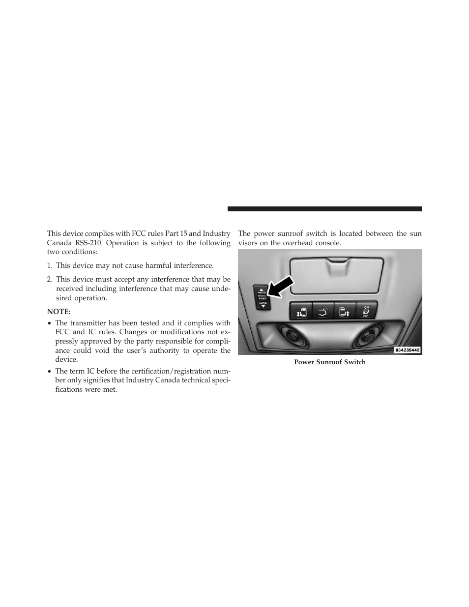 General information, Power sunroof — if equipped | Dodge 2013 Grand Caravan User Manual | Page 262 / 663