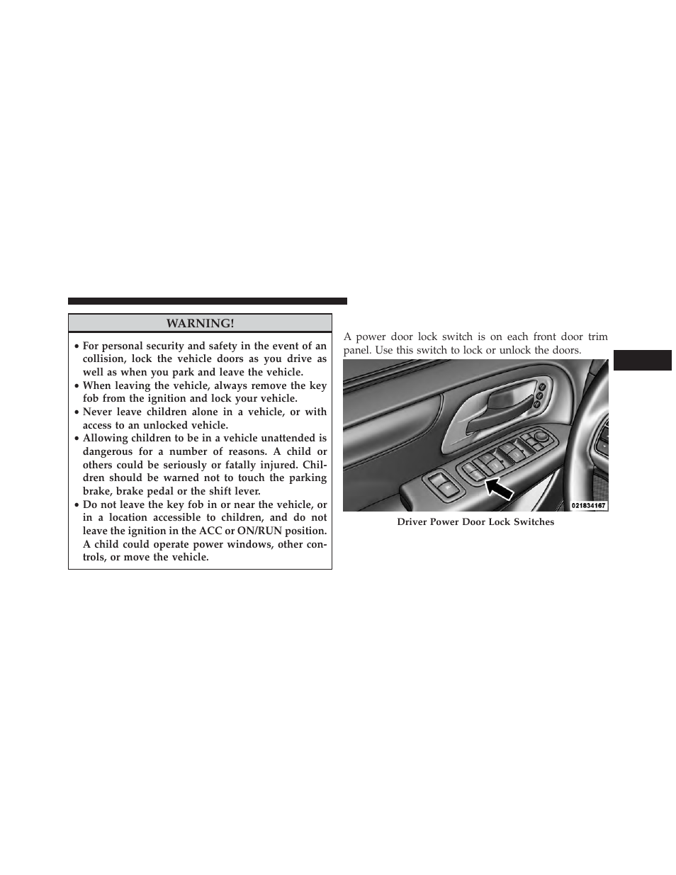 Power door locks — if equipped | Dodge 2013 Grand Caravan User Manual | Page 37 / 663