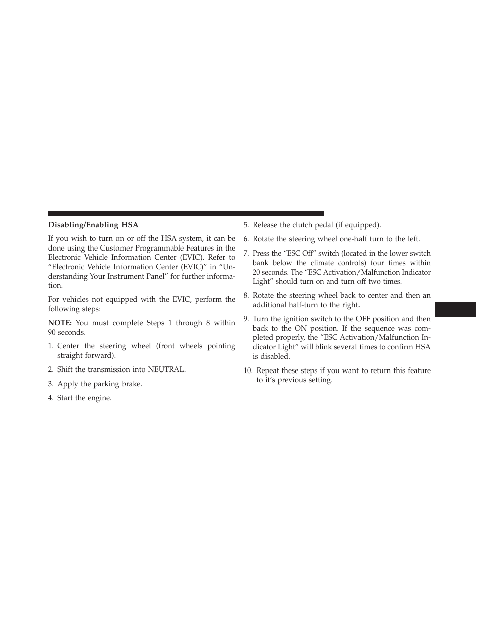 Disabling/enabling hsa | Dodge 2013 Grand Caravan User Manual | Page 479 / 663