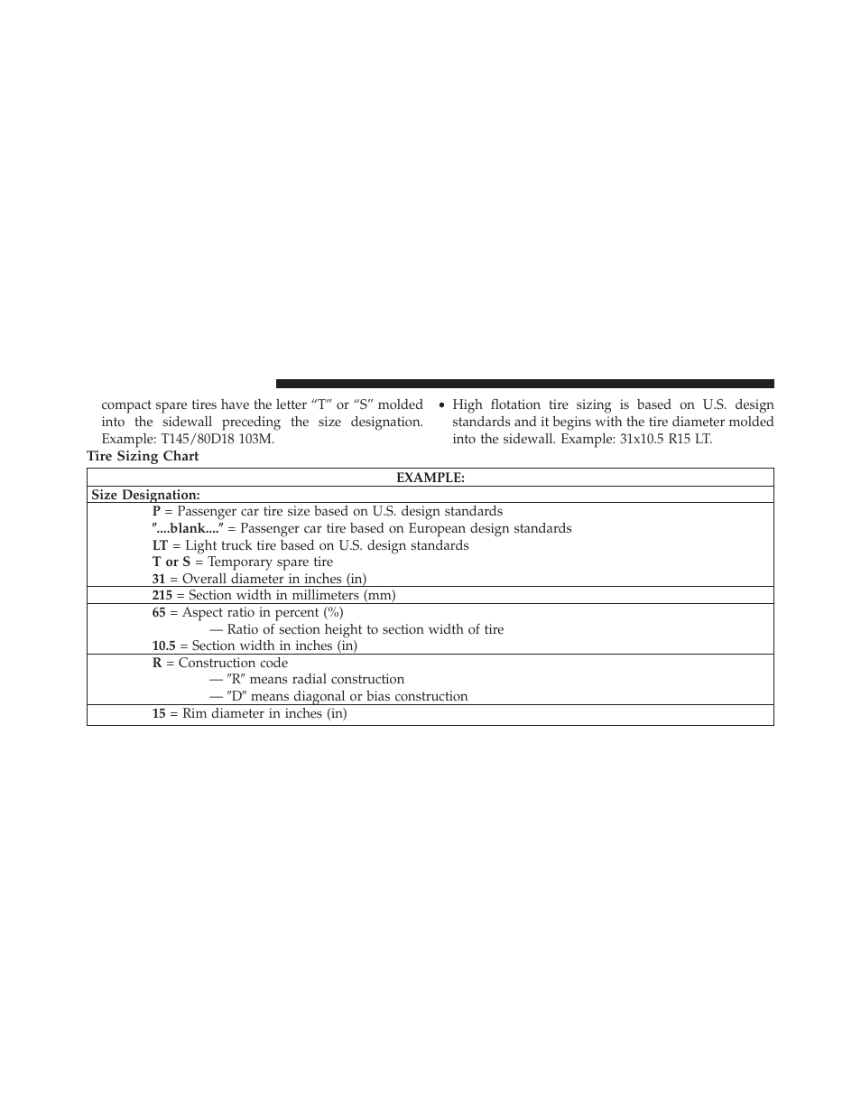 Tire sizing chart | Dodge 2013 Grand Caravan User Manual | Page 482 / 663