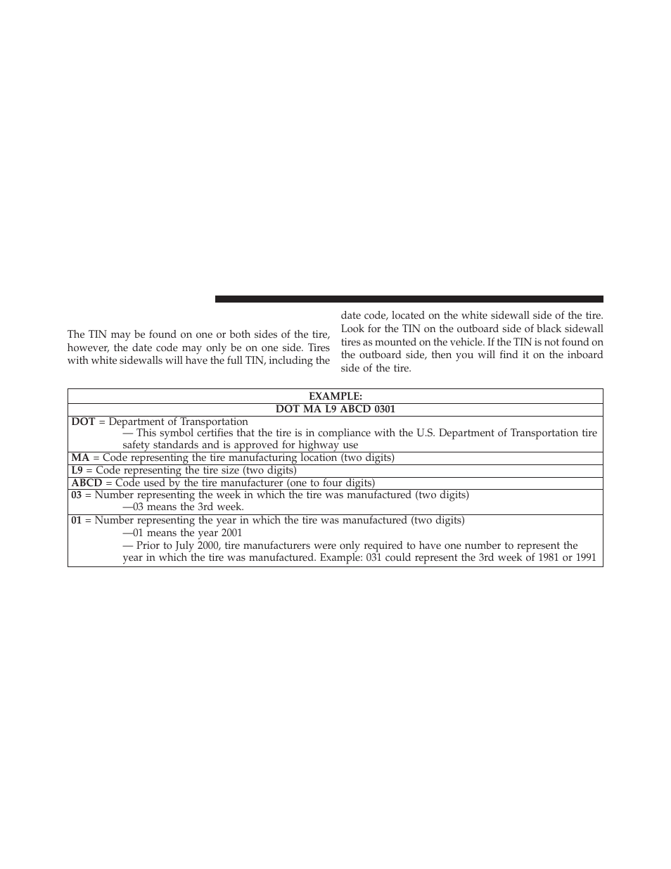 Tire identification number (tin) | Dodge 2013 Grand Caravan User Manual | Page 484 / 663