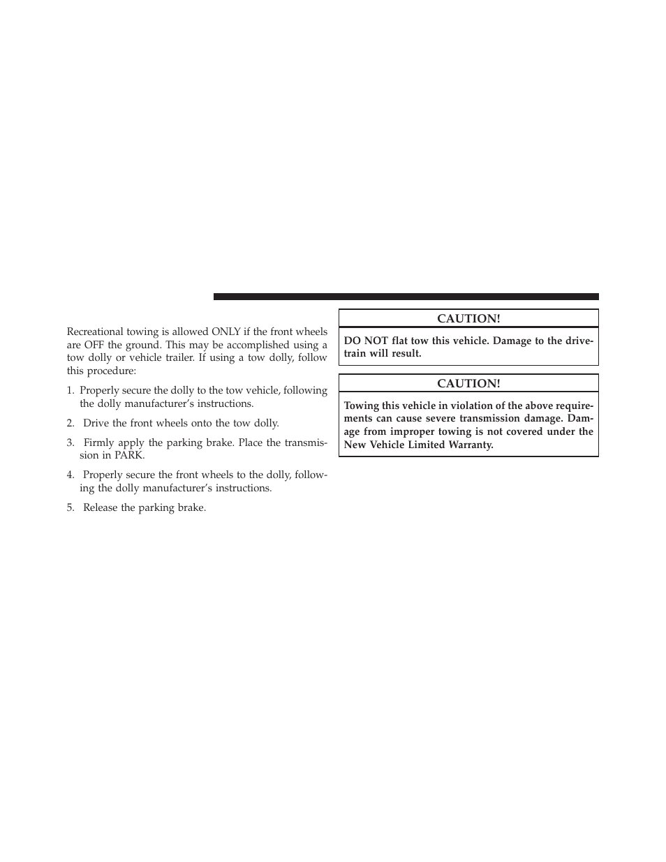 Recreational towing – all models | Dodge 2013 Grand Caravan User Manual | Page 542 / 663