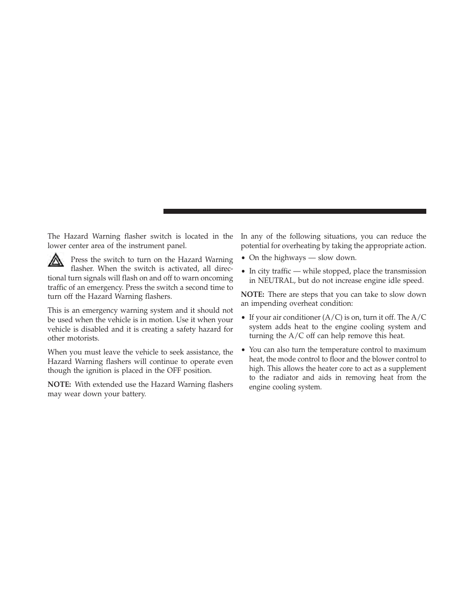 Hazard warning flashers, If your engine overheats | Dodge 2013 Grand Caravan User Manual | Page 544 / 663