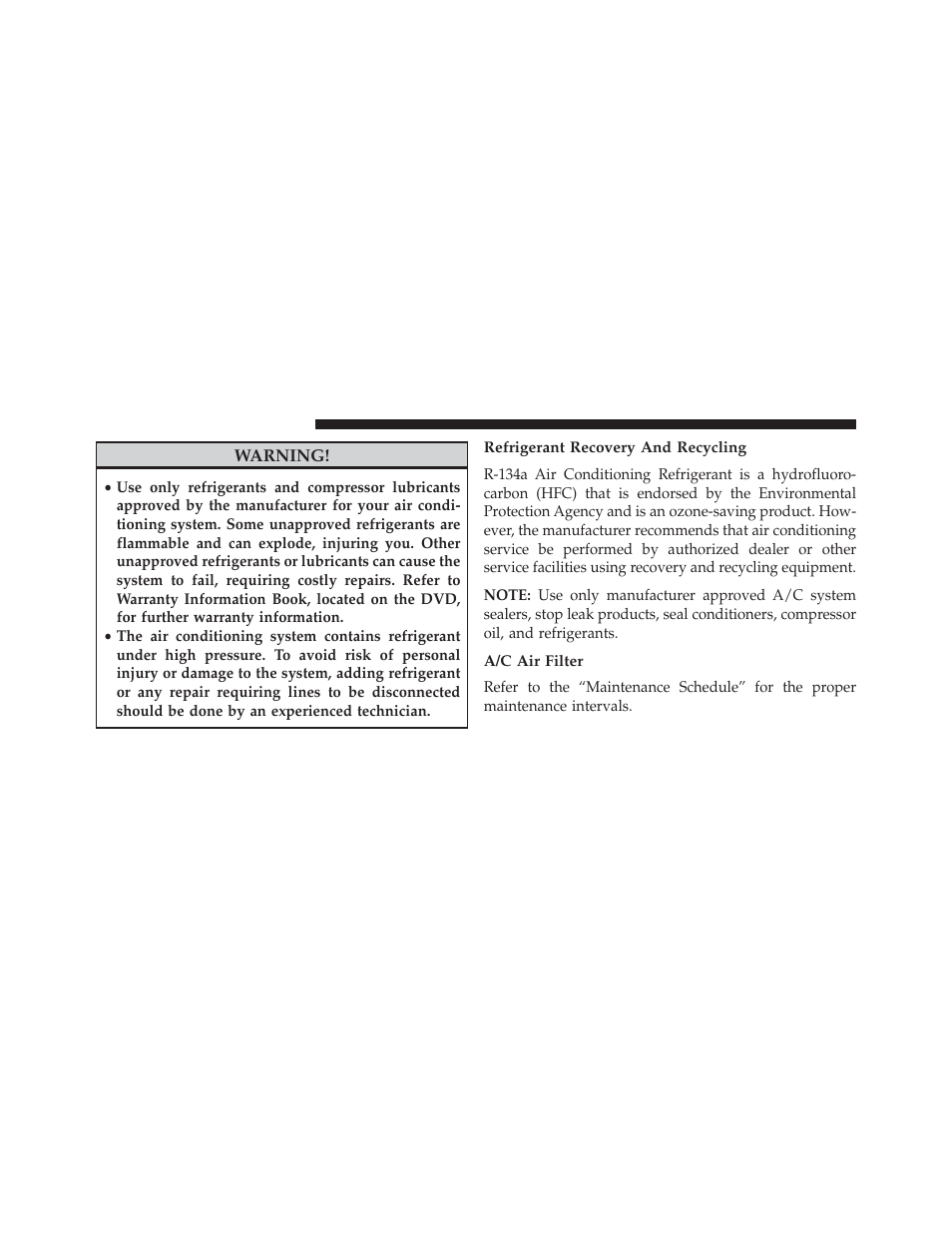 Refrigerant recovery and recycling, A/c air filter | Dodge 2013 Grand Caravan User Manual | Page 590 / 663