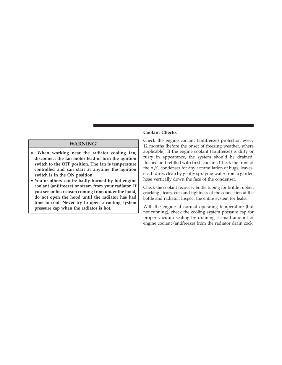 Cooling system, Coolant checks | Dodge 2013 Grand Caravan User Manual | Page 594 / 663