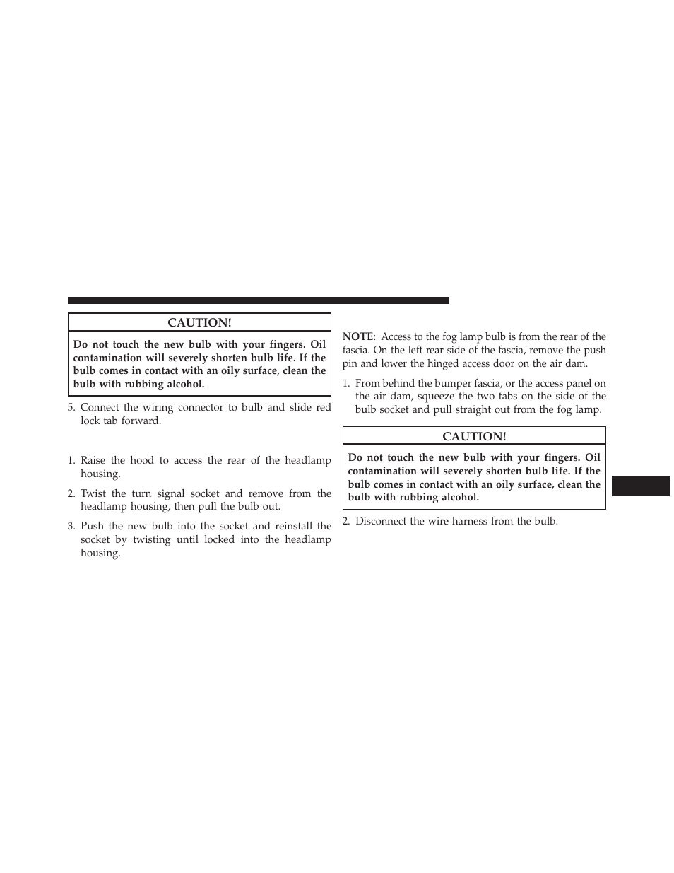 Front park/turn signal lamps, Fog lamps | Dodge 2013 Grand Caravan User Manual | Page 621 / 663