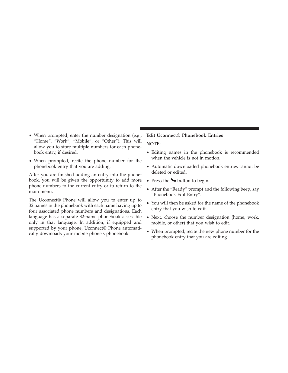 Edit uconnect® phonebook entries | Dodge 2013 Durango User Manual | Page 144 / 697