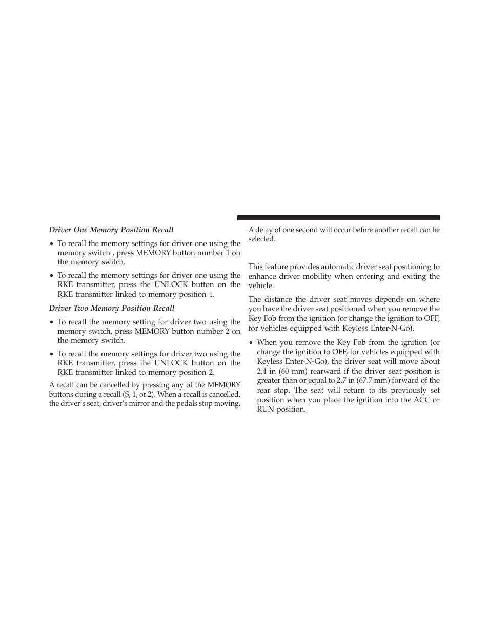 Easy entry/exit seat | Dodge 2013 Durango User Manual | Page 200 / 697