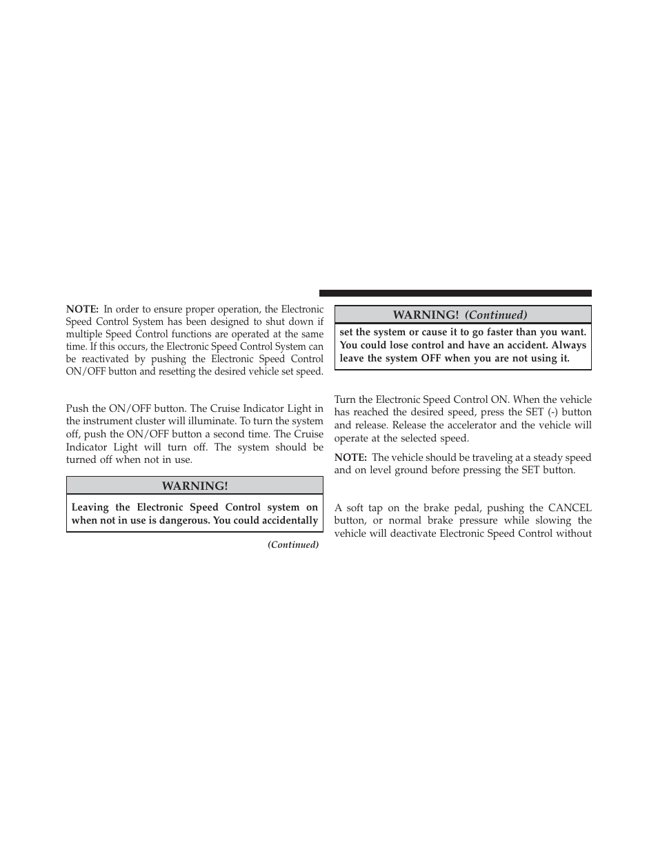 To activate, To set a desired speed, To deactivate | Dodge 2013 Durango User Manual | Page 222 / 697