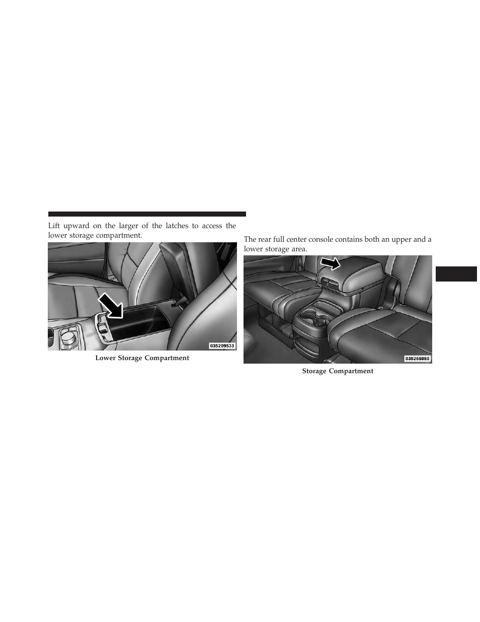Rear full center console (if equipped) | Dodge 2013 Durango User Manual | Page 289 / 697